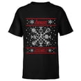 thumbnail image 1 of Marvel Avengers Assemble Holiday Sweater - Short Sleeve T-Shirt for Kids - Customized-Black, 1 of 5