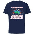 thumbnail image 1 of Marvel Avengers Assemble It’s Party Time Toony Birthday - Short Sleeve Cotton T-Shirt for Adults - Customized-Navy, 1 of 5