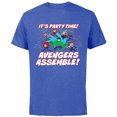 thumbnail image 1 of Marvel Avengers Assemble It’s Party Time Toony Birthday - Short Sleeve Cotton T-Shirt for Adults - Customized-Royal Heather, 1 of 5