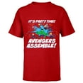 thumbnail image 1 of Marvel Avengers Assemble It’s Party Time Toony Birthday - Short Sleeve T-Shirt for Kids - Customized-Red, 1 of 5