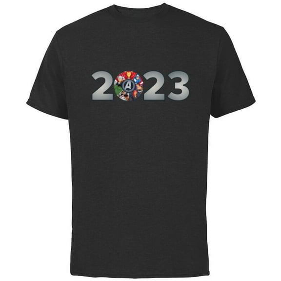Marvel Avengers Assemble Team 2023 New Year - Short Sleeve Cotton T-Shirt for Adults - Customized-Black