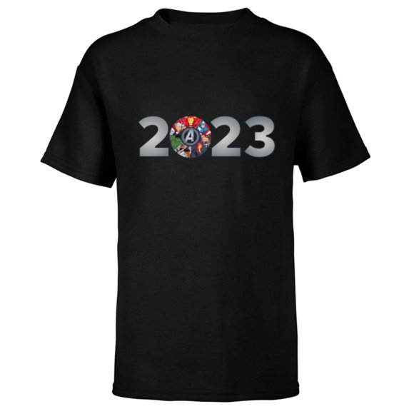 Marvel Avengers Assemble Team 2023 New Year - Short Sleeve T-Shirt for Kids - Customized-Black