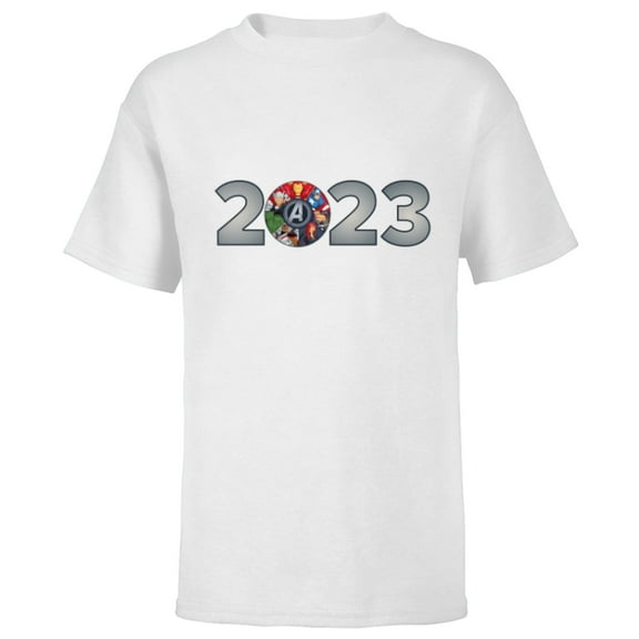 Marvel Avengers Assemble Team 2023 New Year - Short Sleeve T-Shirt for Kids - Customized-White