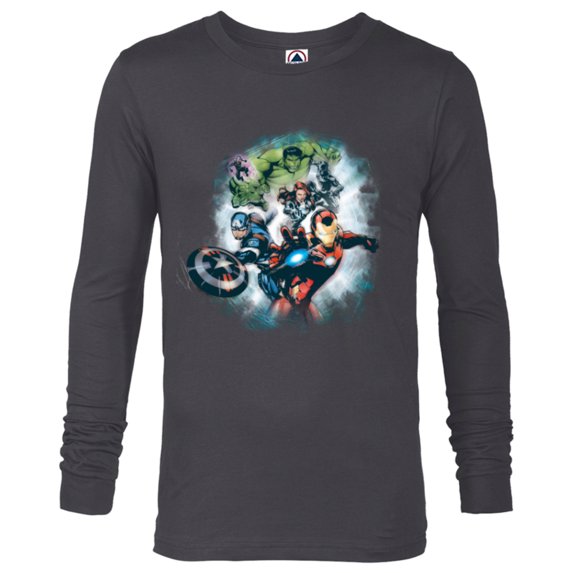 Marvel Avengers Assemble Team Full Color - Long Sleeve T-Shirt for Men - Customized-Charcoal Heather