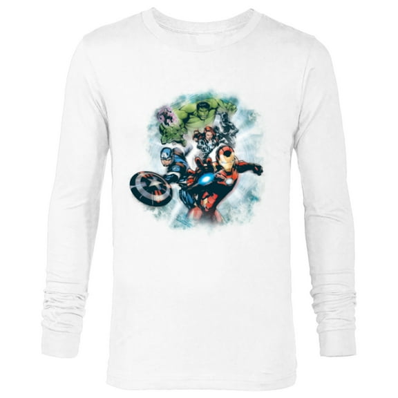 Marvel Avengers Assemble Team Full Color - Long Sleeve T-Shirt for Men - Customized-White