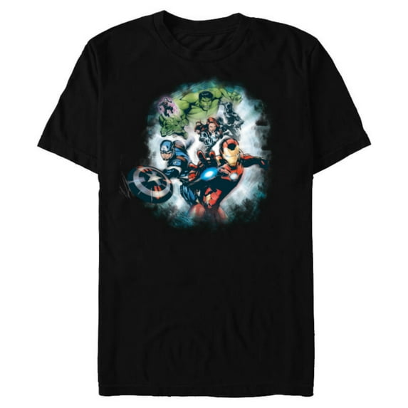 Marvel Avengers Assemble Team Full Color - Short Sleeve Blended T-Shirt for Adults - Customized-Black