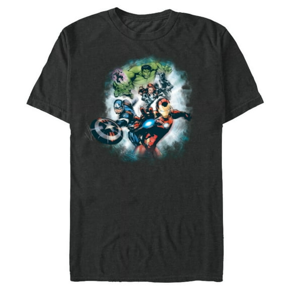 Marvel Avengers Assemble Team Full Color - Short Sleeve Blended T-Shirt for Adults - Customized-Dark Heather