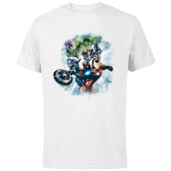 Marvel Avengers Assemble Team Full Color - Short Sleeve Cotton T-Shirt for Adults - Customized-White
