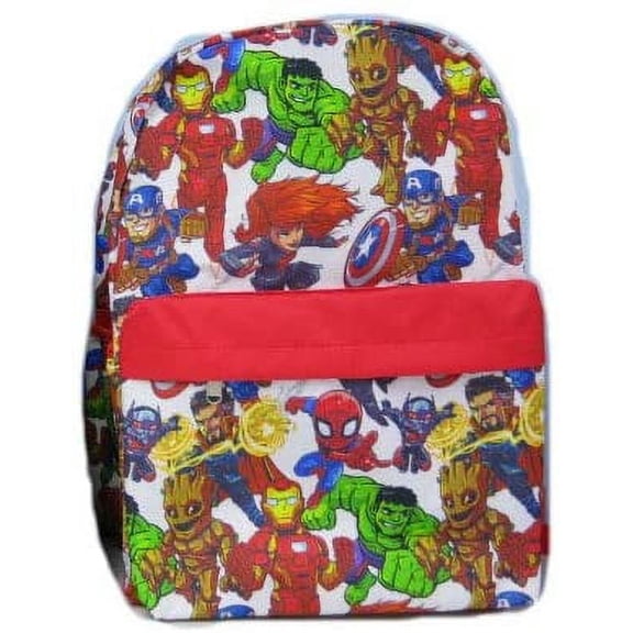 Marvel Avengers Backpack Kawaii All-Over Print White and Red 16"