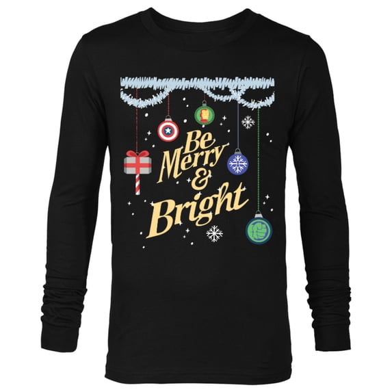Marvel Avengers Be Merry and Bright Holiday Standard - Long Sleeve T-Shirt for Men – Customized-Black