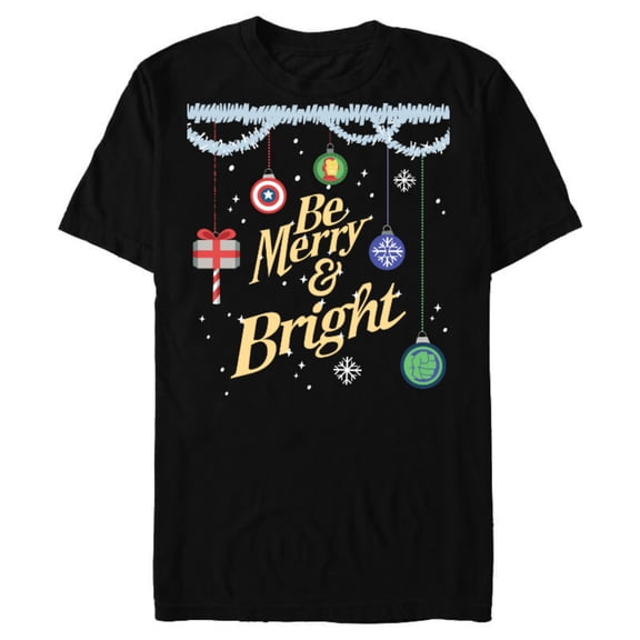 Marvel Avengers Be Merry and Bright Holiday Standard - Short Sleeve Blended T-Shirt for Adults – Customized-Black