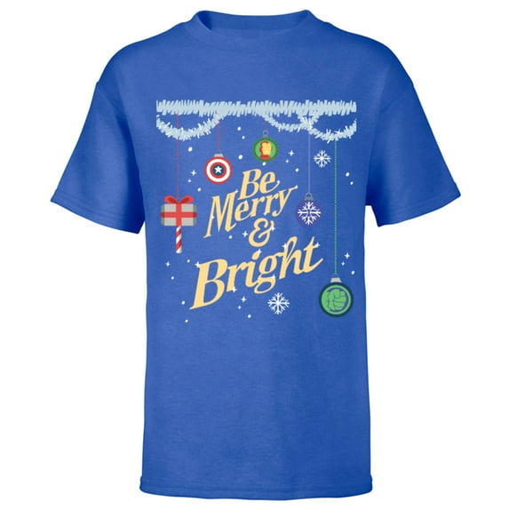 Marvel Avengers Be Merry and Bright Holiday Standard - Short Sleeve T-Shirt for Kids – Customized-Royal