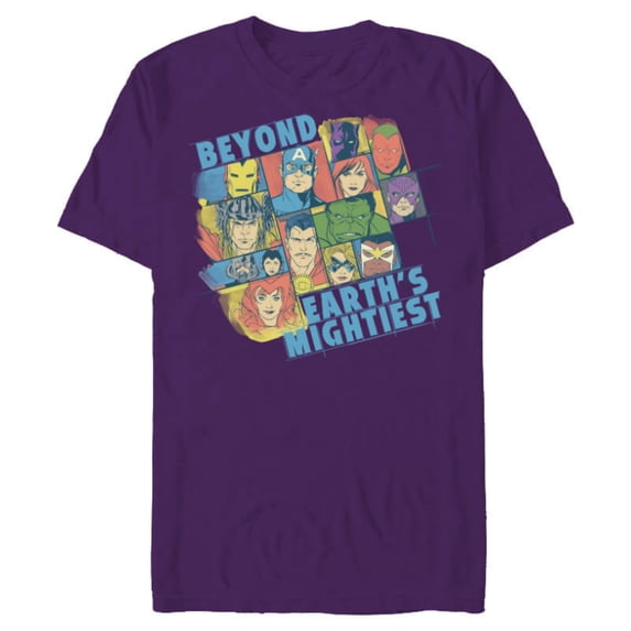 Marvel Avengers Beyond Earth’s Mightiest 60th Retro Faces- Short Sleeve Blended T-Shirt for Adults - Customized-Purple