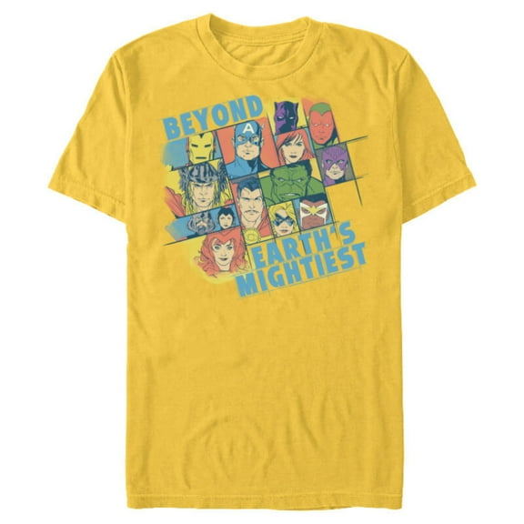 Marvel Avengers Beyond Earth’s Mightiest 60th Retro Faces- Short Sleeve Blended T-Shirt for Adults - Customized-Yellow