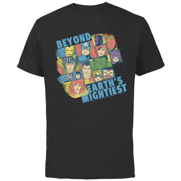 Marvel Avengers Beyond Earth’s Mightiest 60th Retro Faces- Short Sleeve Cotton T-Shirt for Adults - Customized-Black