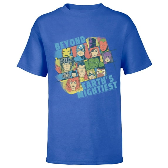 Marvel Avengers Beyond Earth’s Mightiest 60th Retro Faces- Short Sleeve T-Shirt for Kids - Customized-Royal
