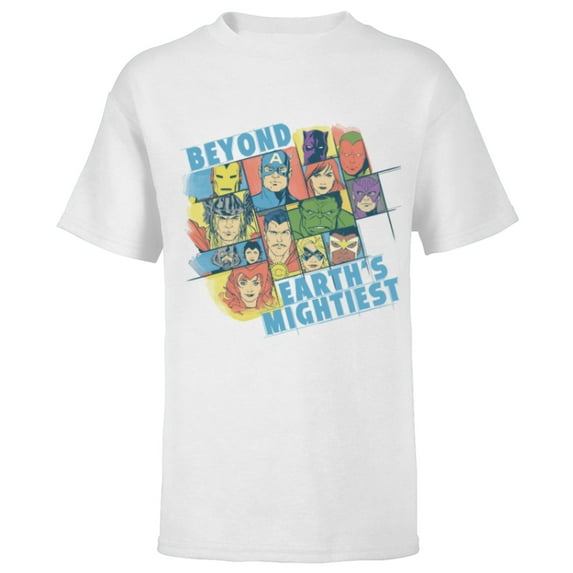 Marvel Avengers Beyond Earth’s Mightiest 60th Retro Faces- Short Sleeve T-Shirt for Kids - Customized-White