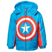 MARVEL Avengers Big Boys Zip Up Winter Coat Puffer Jacket Red/White/Black 10-12