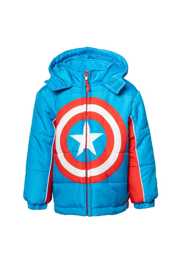 Avengers Big Boys Zip Up Winter Coat Puffer Jacket Red/White/Black 10-12