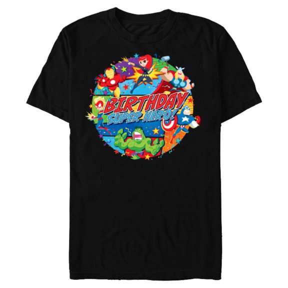 Marvel Avengers Birthday Super Hero - Short Sleeve Blended T-Shirt for Adults - Customized-Black