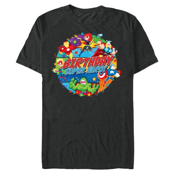 Marvel Avengers Birthday Super Hero - Short Sleeve Blended T-Shirt for Adults - Customized-Dark Heather