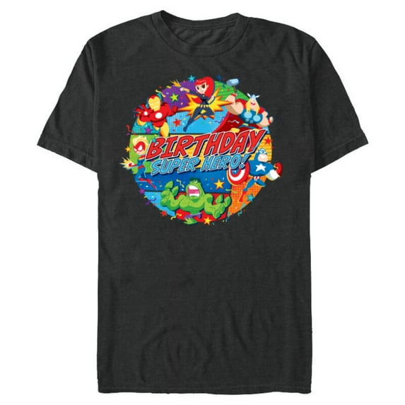 Marvel Avengers Birthday Super Hero - Short Sleeve Blended T-Shirt for Adults - Customized-Dark Heather