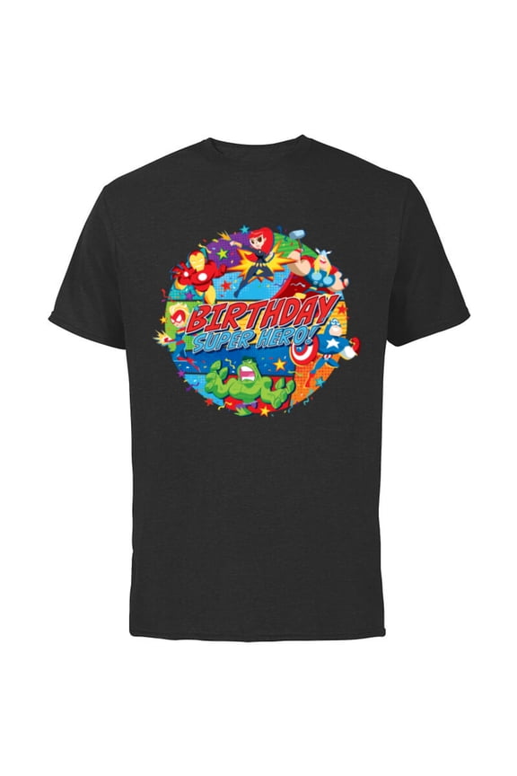 Avengers Birthday Super Hero - Short Sleeve Cotton T-Shirt for Adults - Customized-Black