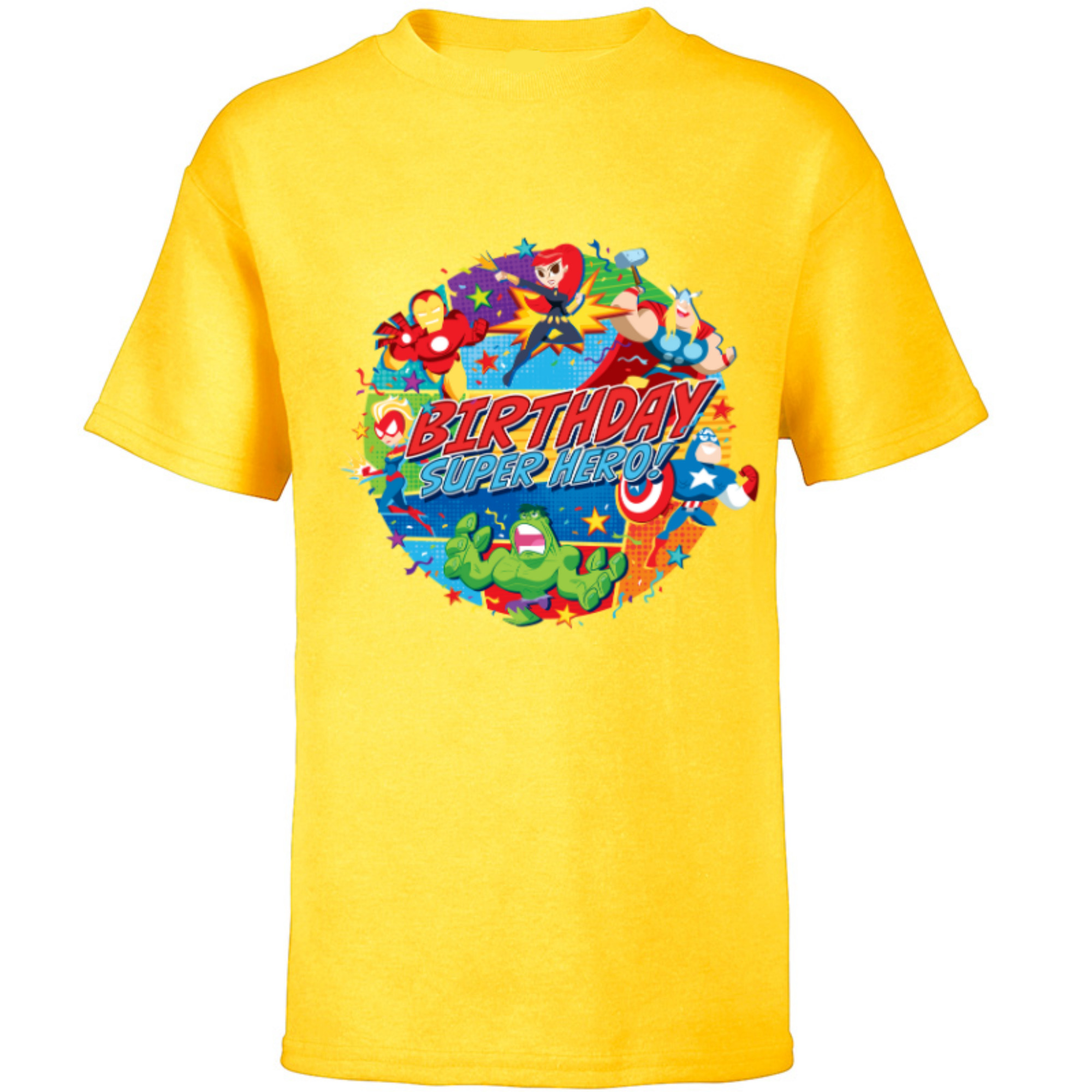 Marvel Avengers Birthday Super Hero - Short Sleeve T-Shirt for Kids ...