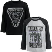 Marvel Avengers Black Panther Big Boys 2 Pack Long Sleeve T-Shirts Toddler to Big Kid
