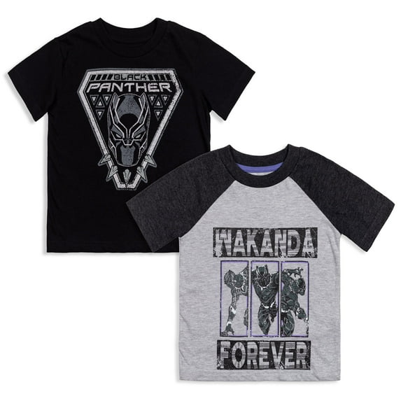 Marvel Avengers Black Panther Big Boys 2 Pack T-Shirts Toddler to Big Kid