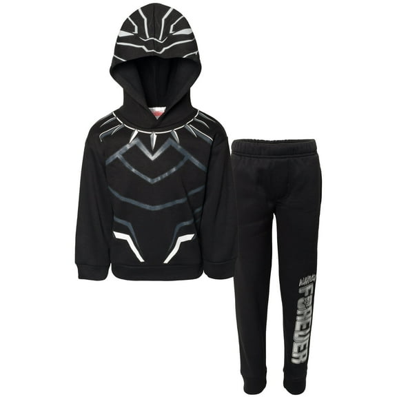 Marvel Avengers Black Panther Little Boys Fleece Athletic Pullover Hoodie and Pants Outfit Set 6