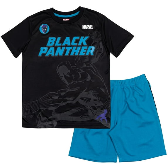 Marvel Avengers Black Panther Little Boys T-Shirt and MeshShorts Outfit Set Toddler to Big Kid