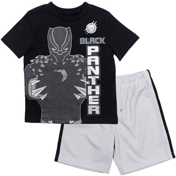 Marvel Avengers Black Panther Little Boys T-Shirt and Shorts Outfit Set Toddler to Big Kid