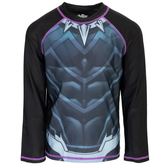 Marvel Avengers Black Panther UPF 50  Rash Guard Swim Shirt Toddler to Big Kid