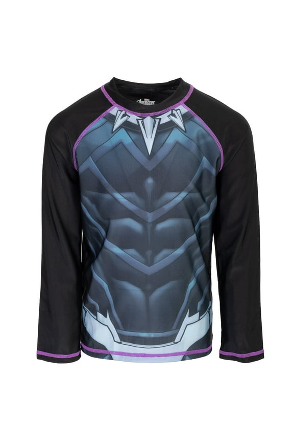 Avengers Black Panther UPF 50+ Rash Guard Swim Shirt Toddler to Big Kid