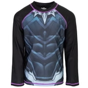 Marvel Avengers Big Kids' Boy or Girl Swimwear Long Sleeve Rash Guard Black Panther Black
