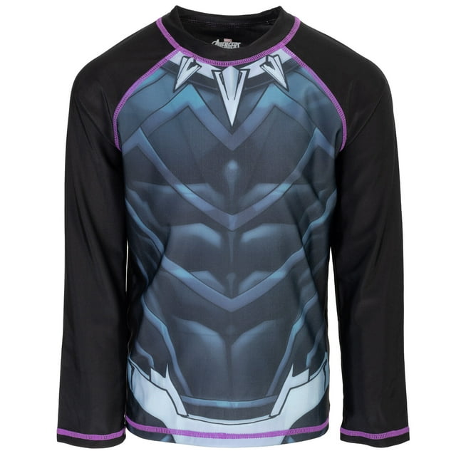 Marvel Avengers Black Panther UPF 50+ Rash Guard Swim Shirt Toddler to Big Kid