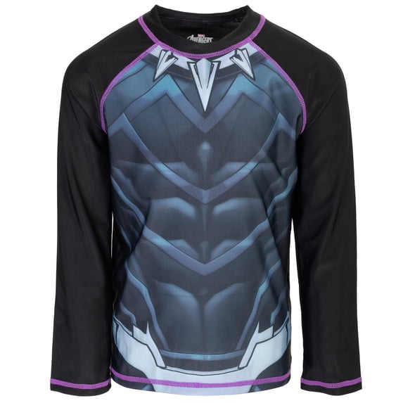 Marvel Avengers Black Panther UPF 50+ Rash Guard Swim Shirt Toddler to Big Kid