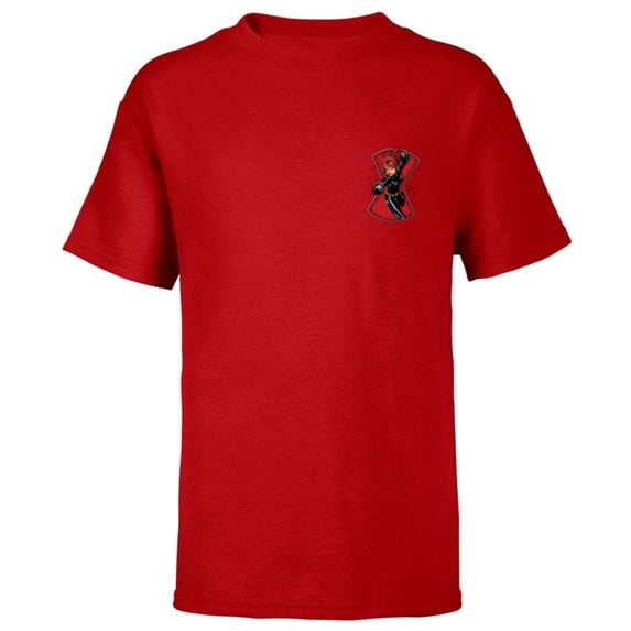 Marvel Avengers Black Widow Hourglass Hero Circle - Short Sleeve T-Shirt for Kids - Customized-Red