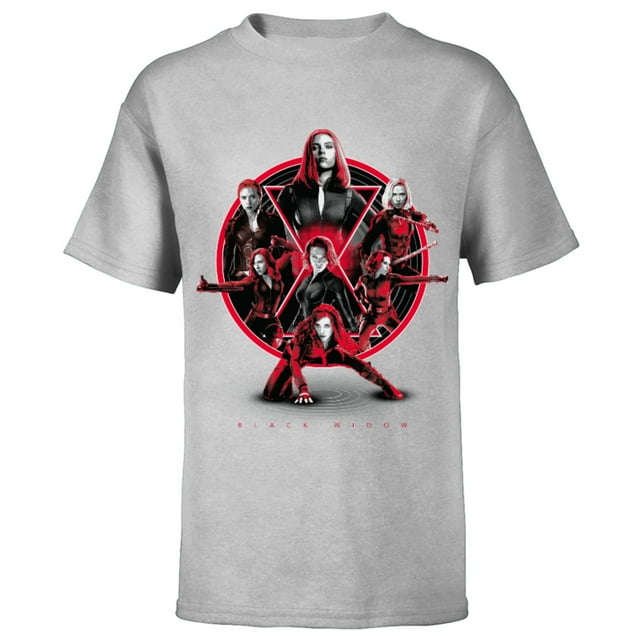 Marvel Avengers Black Widow Multiplied - Short Sleeve T-Shirt for Kids - Customized-Athletic Heather