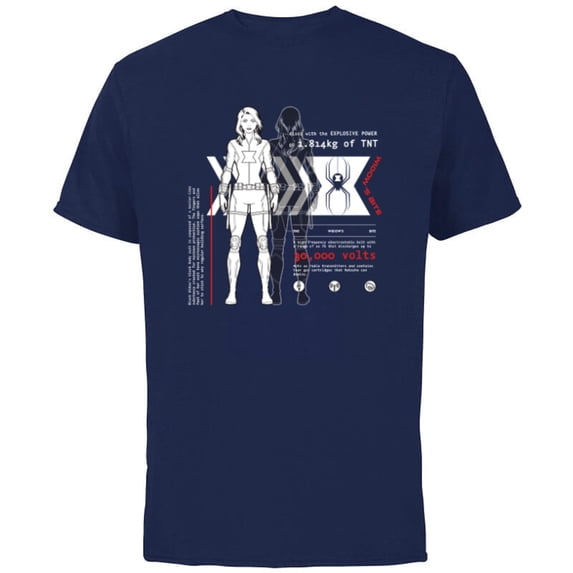 Marvel Avengers Black Widow Widow’s Bite Data Readout - Short Sleeve Cotton T-Shirt for Adults - Customized-Navy