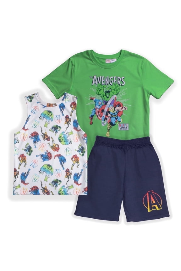 Boys Avengers T-Shirt, Tank & Shorts 3-Piece Set (Little & Big Boys), Sizes 4–8