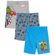 Marvel Avengers Boys' Active Shorts - Captain America, Iron Man, Hulk - 3 Pack Fleece Playwear Sweat Shorts