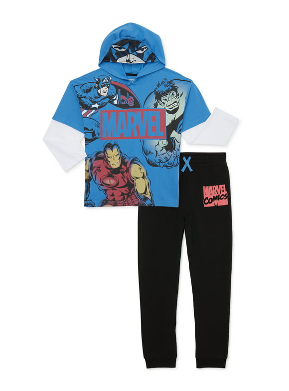 Marvel Avengers Boys Cosplay Hoodie and Joggers, 2-Piece Outfit Set, Sizes 4-10