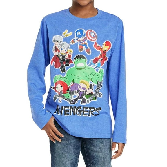 Marvel Avengers Boys Heroes Group Long Sleeve T-Shirt, Sizes 4-16