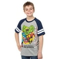 thumbnail image 1 of Marvel Avengers Boys' Hulk Iron Man Captain America Superhero Jersey Double Striped T-Shirt Tee, 1 of 7