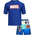 Marvel Avengers Boys' Rash Guard Set Kids UPF 50+ Swim Shirt and