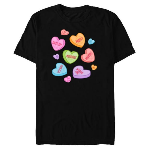 Marvel Avengers Candy Hearts Valentine's Day - Short Sleeve Blended T-Shirt for Adults - Customized-Black