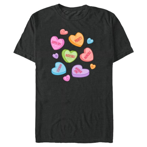 Marvel Avengers Candy Hearts Valentine's Day - Short Sleeve Blended T-Shirt for Adults - Customized-Dark Heather