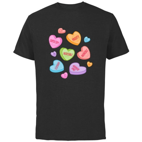 Marvel Avengers Candy Hearts Valentine's Day - Short Sleeve Cotton T-Shirt for Adults - Customized-Black